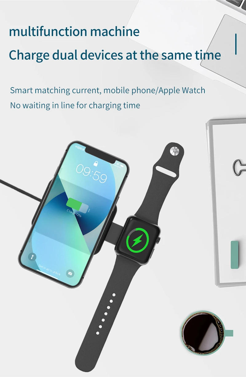 Description Picture 5 of item2 in 1 30W Wireless Charger Stand Pad For iPhone 14 13 12 Pro Max Samsung iWatch Airpods Foldable  Fast Charging Dock Station