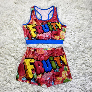 Sexy Cartoon Print 2 Piece Sets Women Outfit Vest Crop Top Summer Shorts Two Piece Set Fitness Tracksuit Yoga Streetwear