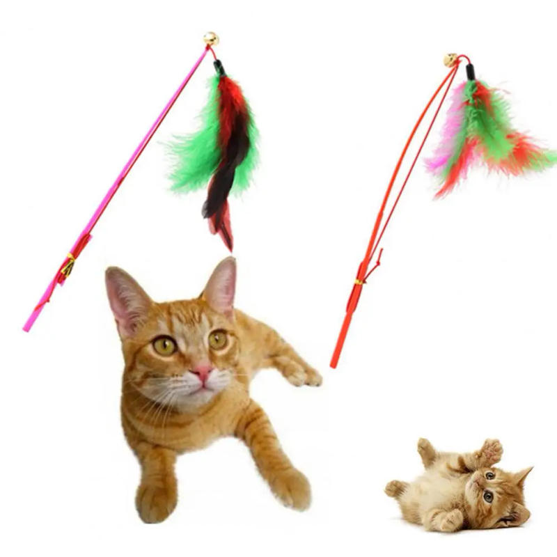 Description Picture 6 of itemCat Toys Interactive Funny Multicolor Color Feather Bells Cat Stick Pet Replacement Head Retractable Cat Stick Teaser Exercise