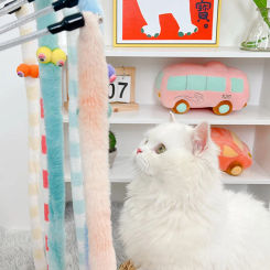 Caterpillar Cat Toy Feather Cat Teaser Wand Cat Interactive Toy Funny  Plush Colorful Rod Teaser Wand Pet Cat Supplies Accessory