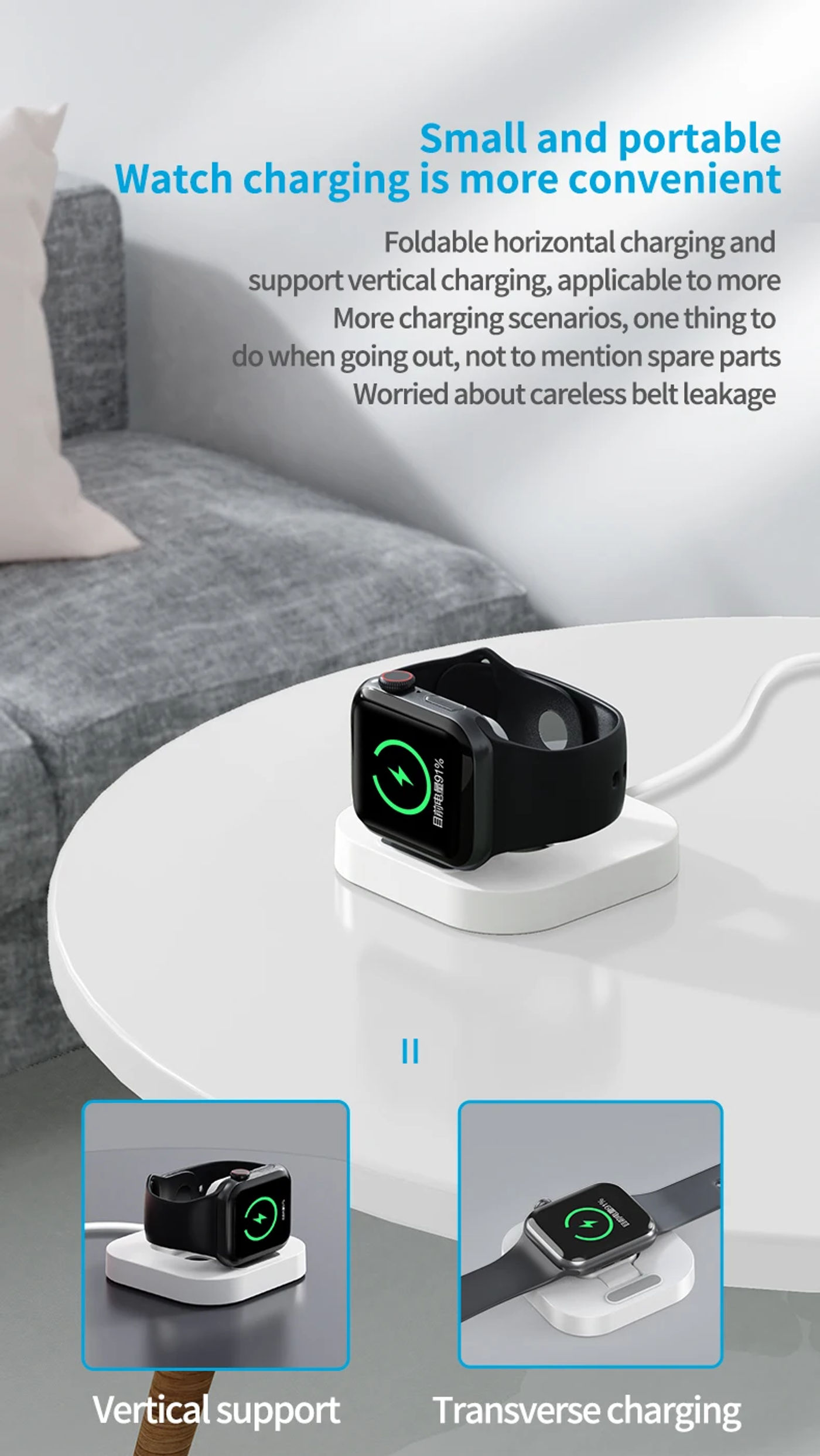 Description Picture 4 of itemFoldable Mini Magnetic Wireless Charger For Apple Watch series 8 7 6 5 4 SE 3 2 iWatch Type C Wireless Charging For Apple Watch
