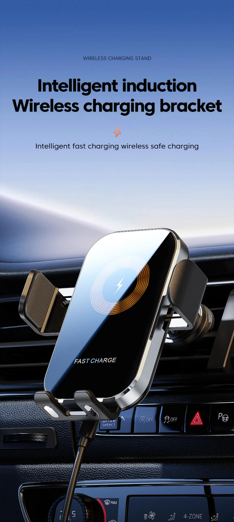 Description Picture 2 of itemNew 15W Car Wireless Charging Vents Quick Charging Car Phone Holder Automatic Opening and Closing Navigation Car iPhone15 14 13