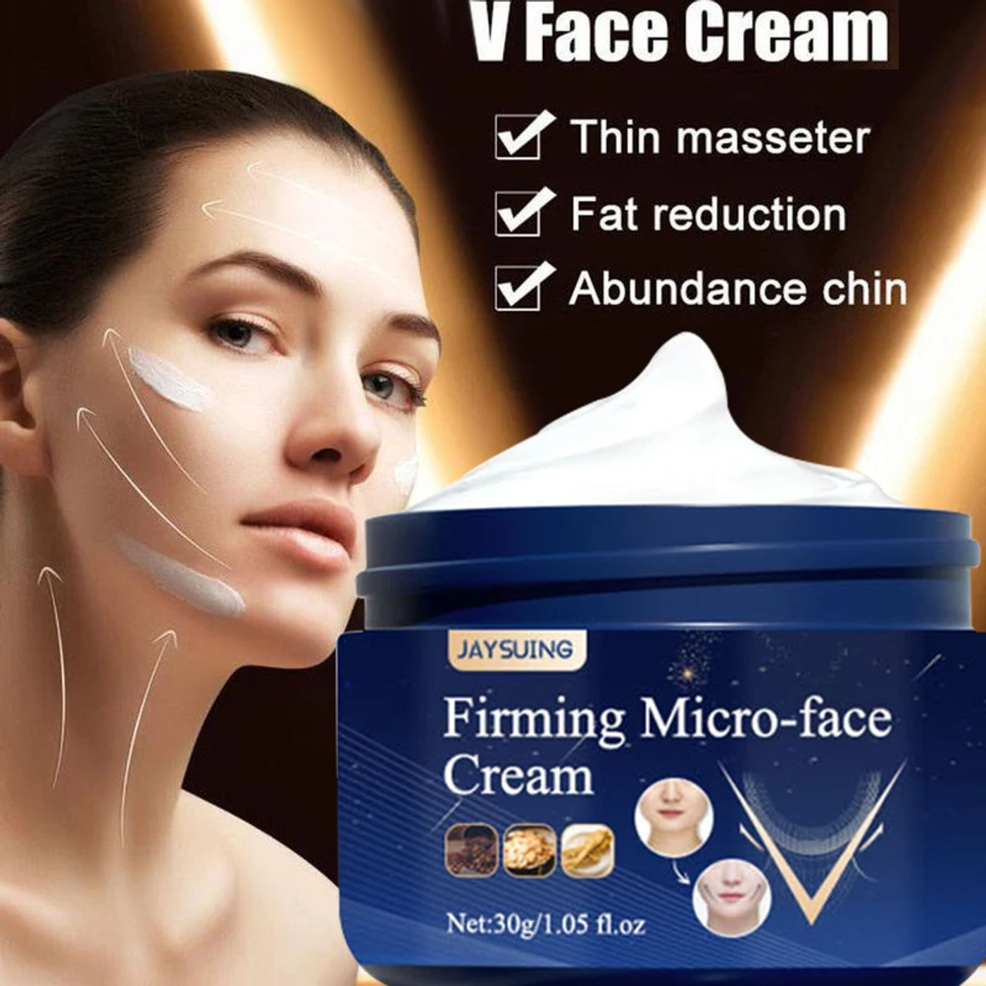 Description Picture 3 of itemFirming Face-lift Slimming Cream V-Shape Slimming Removal Masseter Muscle Double Chin Face Fat Burning Anti-aging Products 30g