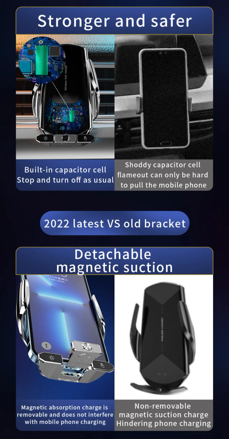 Description Picture 4 of itemCar Phone Holder Wireless Charger Fast Charging Station For iPhone 14 13 12 Iconic Brand Samsung Huawei Magnetic Wireless Car Charger