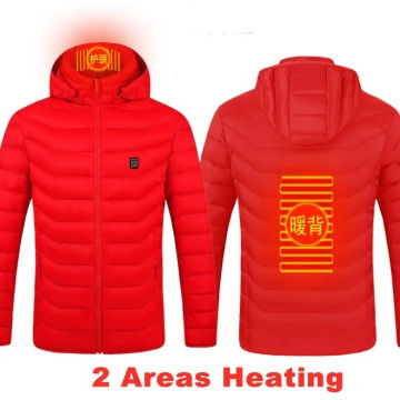 6XL Heating Clothing Men Women Winter Hooded Light Thin Warm USB Heated Jacket Coat Outdoor Sports Thermal Cotton Clothes