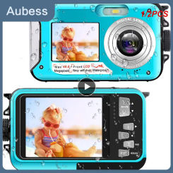 1/2PCS Waterproof Anti-Shake Digital Camera 1080P Full Selfie Video Recorder for Underwater DV Recording Present