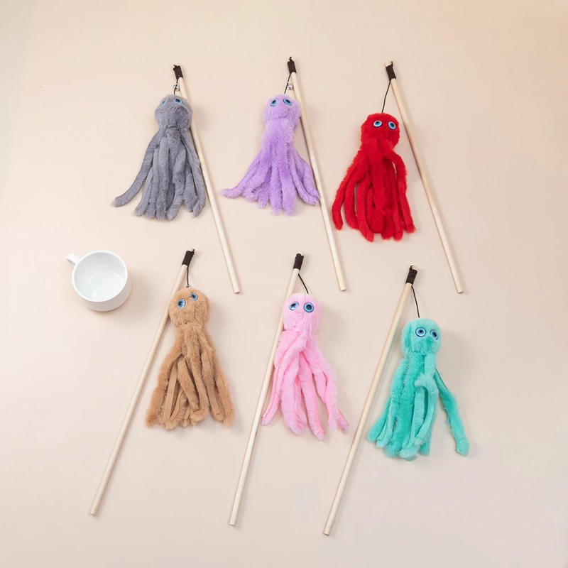 Description Picture 5 of itemOctopus Plush Cat Stick Funny Pet Cat Toys Interactive Playing Toy for Cats Teaser Kitten Rod Wand Pet Accessories