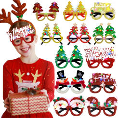 1pcs Cartoon Christmas Tree Snowman Elk Snowman Glasses Christmas Party Eyeglass Frame Merry Christmas Decorations For Home