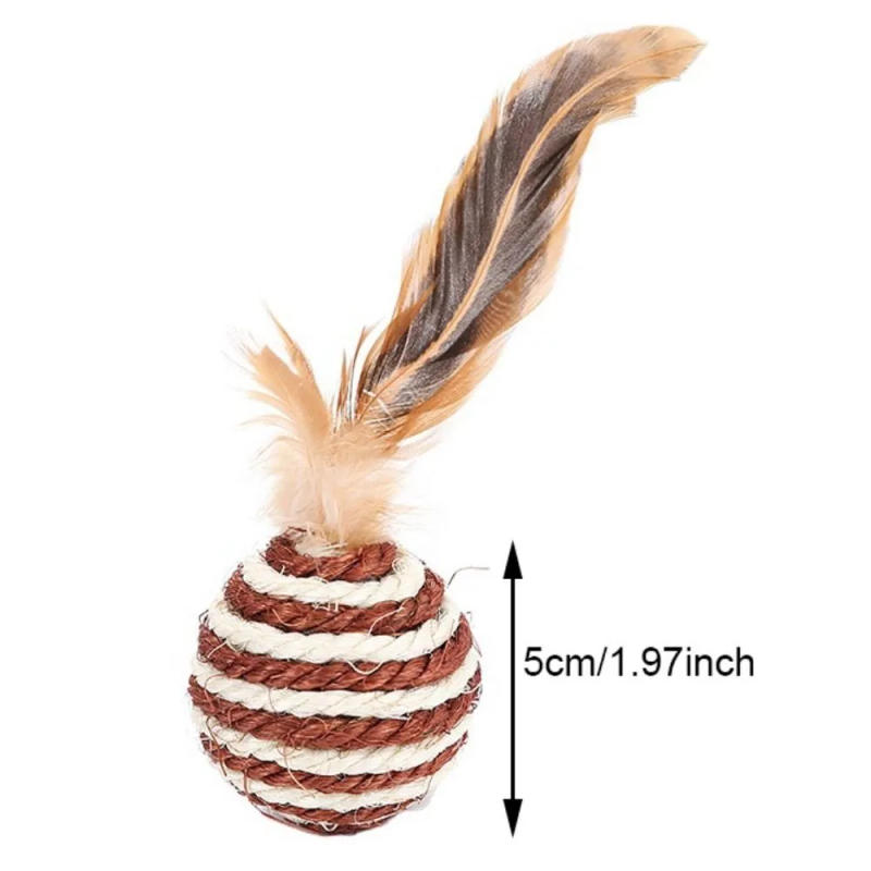 Description Picture 2 of itemSisal Feather Ball Cat Toy Striped Wear-resisting Bite Resistance Kitten Interactive Toys Pet Playing Supplies
