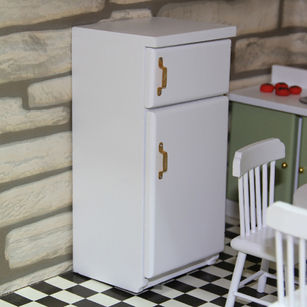 1/12 Scale Wooden Mini Fridge Refrigerator Doll House Furniture Decor Kids Toy