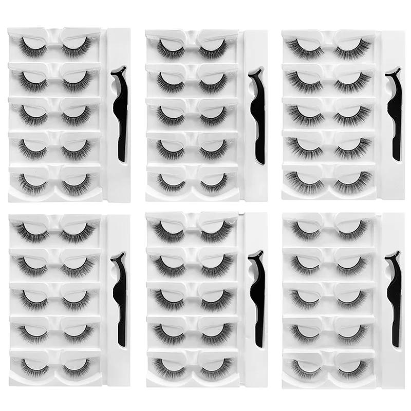 Description Picture 6 of item5 Pairs 3D False Eyelashes Glue-Free Fake Eyelashes Reusable Lashes Extension Self-adhesive Artificial Eyelashes Eye Makeup