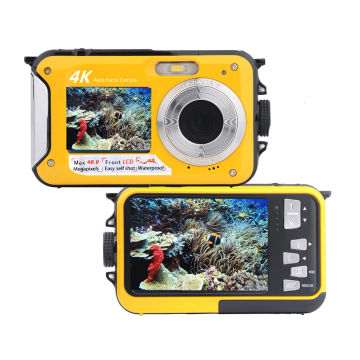 48MP Waterproof Camera 1080P 4K/30FPS UHD Video Recorder IPS Dual Screen Face Detection Autofocus for Swimming Parent-child Play