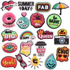 1PCS Cute Umbrella Be Brave Good Vibes Summer Shoes Charms Accessories Buckle Clog Decorations DIY Wristbands Croc Jibz