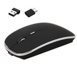 Wireless Mouse Chargeable Portable Silent USB and Type-C Dual Mode Mouse 3 Adjustable DPI for Laptop, Mac, MacBook, Android, PC