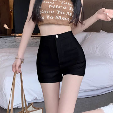 Sexy Shorts Women Summer High Waist Slim Elastic Casual Tight Hot Pants Korean Outer Wear Bottoms Female Clothes Black White