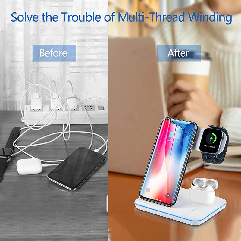 Description Picture 4 of itemWireless Charger Stand 3 in 1 15W Fast Charging Dock Station for AirPods Pro Apple Watch 7 6 SE 5 4 iPhone 14 13 12 11 XS X 8