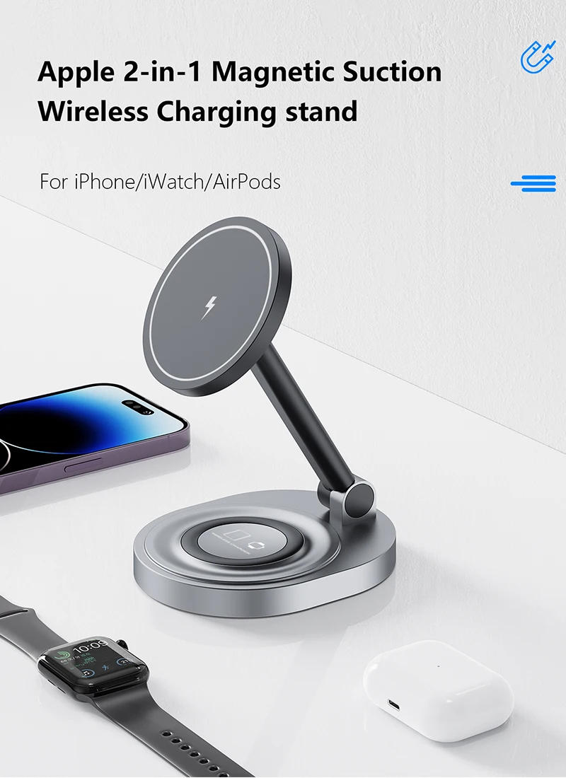 Description Picture 3 of item30W 2 in 1 Magnetic Wireless Charger Stand for iPhone 14 13 12 Pro Max Fast Charging Station for Apple Watch 6 7 SE Airpods Pro