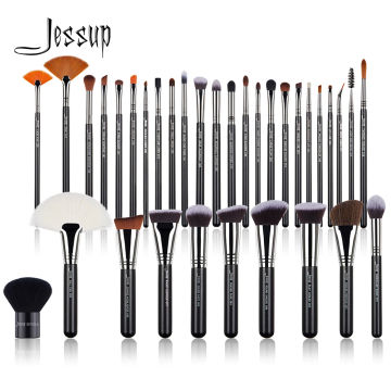 Jessup Professional Makeup-Brushes-Set Pearl Black-Silver Fibers Eyeshadow Powder Foundation Luxury Cosmetic Kit 3-34PCS T313