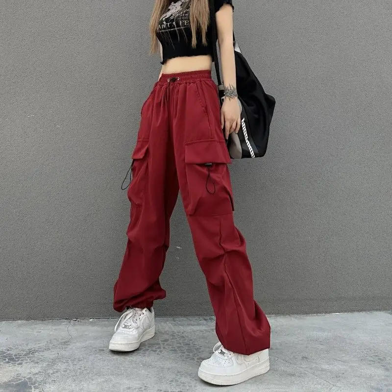 Description Picture 6 of itemY2K Women Streetwear Cargo Pants Korean Harajuku Casual Solid Baggy Straight Trousers Fashion Wide Leg Pockets Joggers Trousers