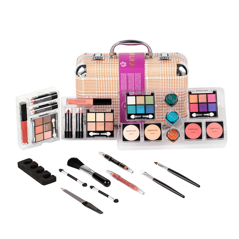 Description Picture 2 of itemPink Houndstooth Professional 24 Color Eyeshadow Blush Cosmetic Foundation Face Powder Makeup Sets Eye Shadows Palette
