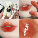 Cute Bear Keychain Lip Mud Matte Velvet Mousse Grey Pink Lipstick Waterproof Long Lasting Non-Stick Cup LipGloss Korean Cosmetic