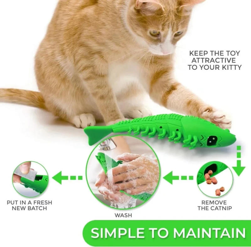 Description Picture 6 of itemNew Catnip Toys for Cats 360 Degree Teeth Cleaning Accessories Pet Toy Interactive Games Rubber Toothbursh Chew Pet Cat Supplies