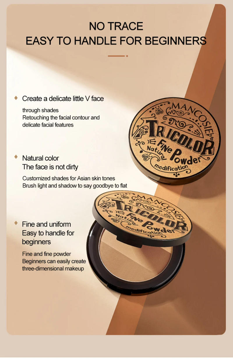 Description Picture 4 of item3-color Contouring Powder Bronzers Palette Cosmetic Long Lasting Natural Stereoscopic Face Shading Powder Contour Powder Palette