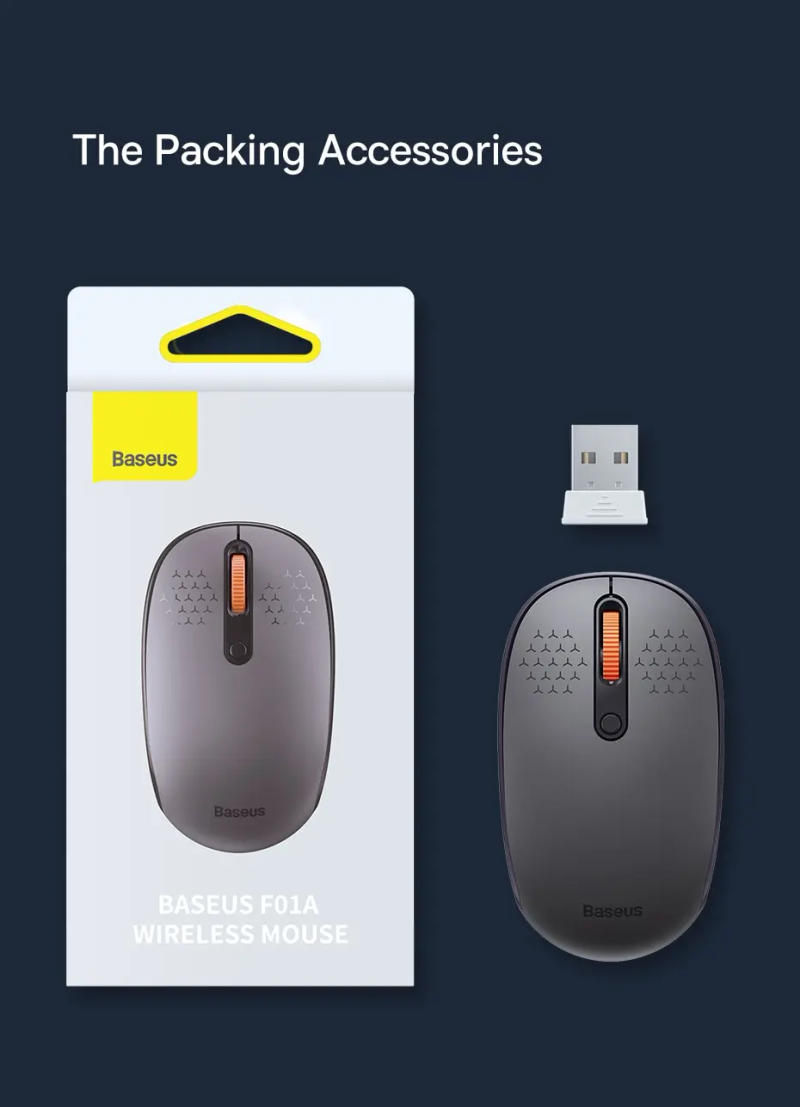 Description Picture 5 of itemBaseus F01B Mouse Wireless Bluetooth 5.0 Mouse 1600 DPI Silent Click For MacBook Tablet Laptop PC Gaming Accessories