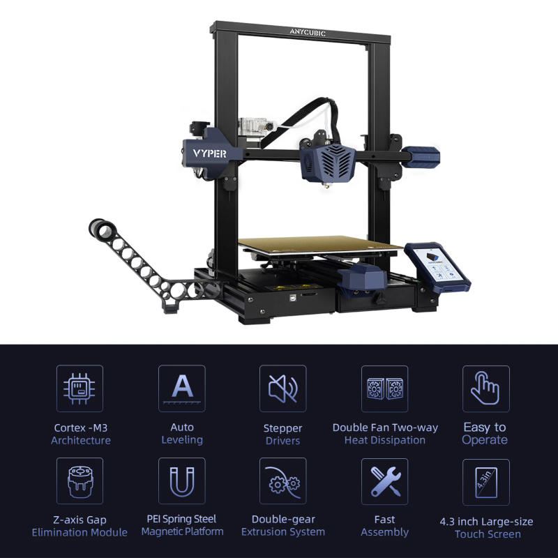 Description Picture 4 of itemANYCUBIC Vyper 3D Printer 245x245x260mm Spring Magnetic Platform Support Auto Leveling Resume Printing Filament Detector
