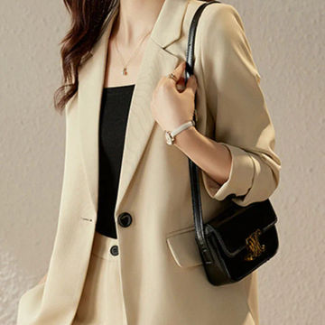 Elegant Blazer Coat for Women Casual Streetwear Korean Fashion Jackets Solid Turn Down Collar 2023 New Autumn Winter Coats