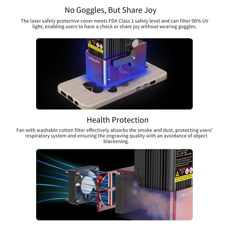 Description Picture 6 of itemCreality CR-Laser Falcon Laser Engraver 5/10W Compression Spot Quick Focus Anodized Aluminum Alloys Structure Built-In Leveler