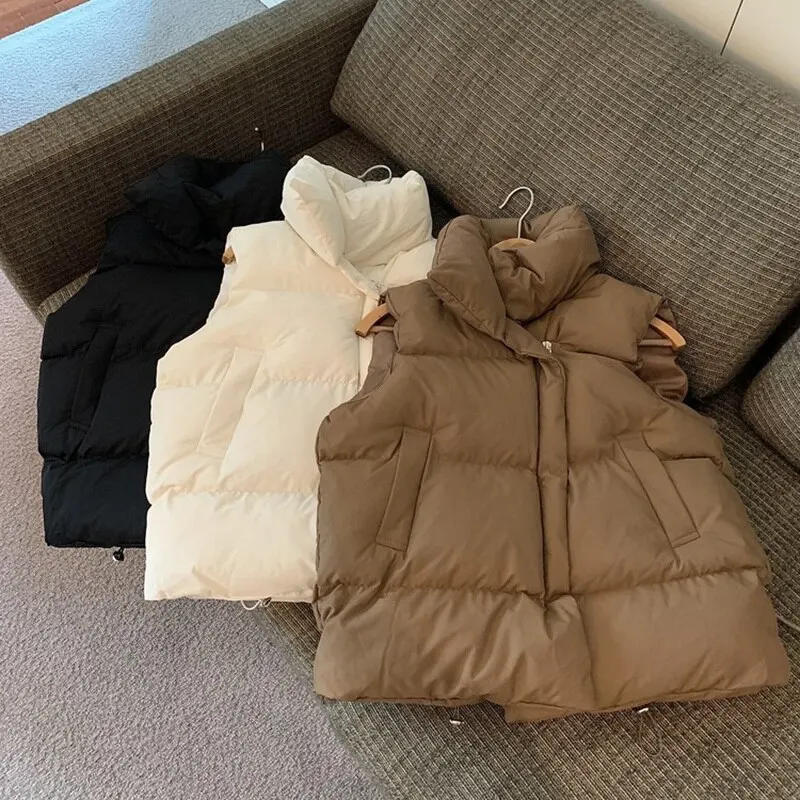 Description Picture 3 of itemAutumn Winter Y2K Vest Women Thick Warm Down Vest Harajuku Loose Jacket Casual Outerwear Short Waistcoat Windproof Vest Coats