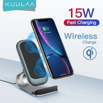 KUULAA Qi Wireless Charger 15W for iPhone 14 13 12 11 Samsung S9 Xiaomi Fast Wireless Charging Dock Station Phone Holder Charger