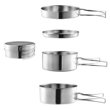 Outdoor Stainless-Steel Camping Cookware Set Camping Bowl Outdoor Bowl Pot Set Hiking Backpacking Cooking Picnic