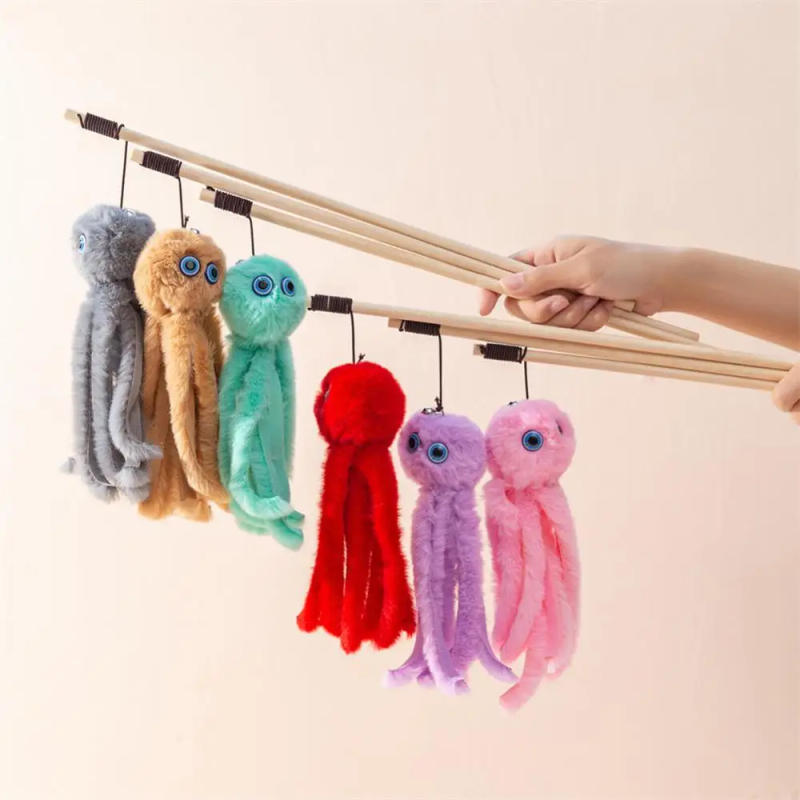 Description Picture 3 of itemOctopus Plush Cat Stick Funny Pet Cat Toys Interactive Playing Toy For Cats Teaser Kitten Rod Wand Pet Accessories