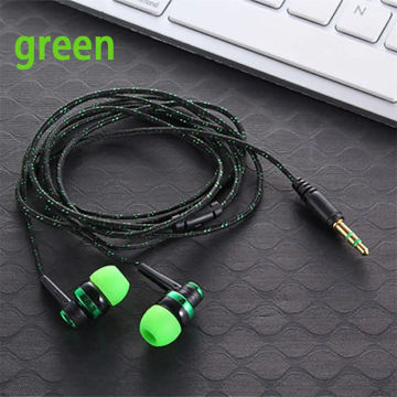 1PC Portable Wired Earphone Stereo In-Ear 3.5mm Nylon Weave Cable Music Earphone Headset For Laptop Smartphone Gifts