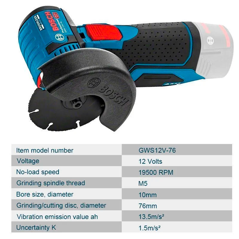 Description Picture 5 of itemBosch Professional GWS 12V-76 Cordless Angle Grinder (Without Battery And Charger) Grinding Tools