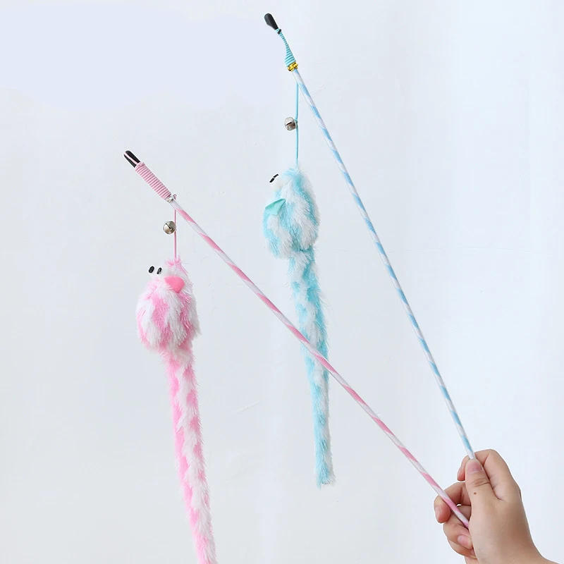 Description Picture 4 of itemCat Toys Funny Cat Stick Bouncy Rod Bell Bait Cat Toy Plush Longtail Mouse Stripe Funny Cat Stick Pet Supplies Cat Accessories