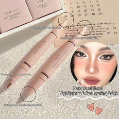 Matte Pearl White Highlighter Pen Double-headed 3D Contouring Make Up Stick Face Multifunctional Lying Silkworm Brighten Pencil