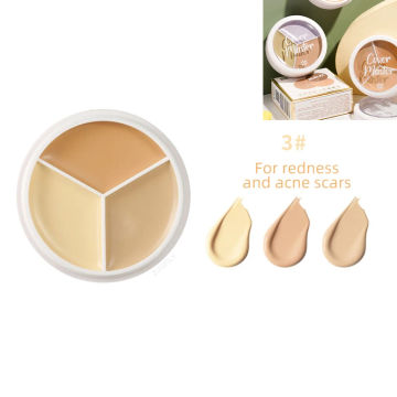 3-Color Concealer Palette Foundation Cream Full Coverage Suit for All Skin Face Makeup Cover Dark Circles Acne Pores Cream Base