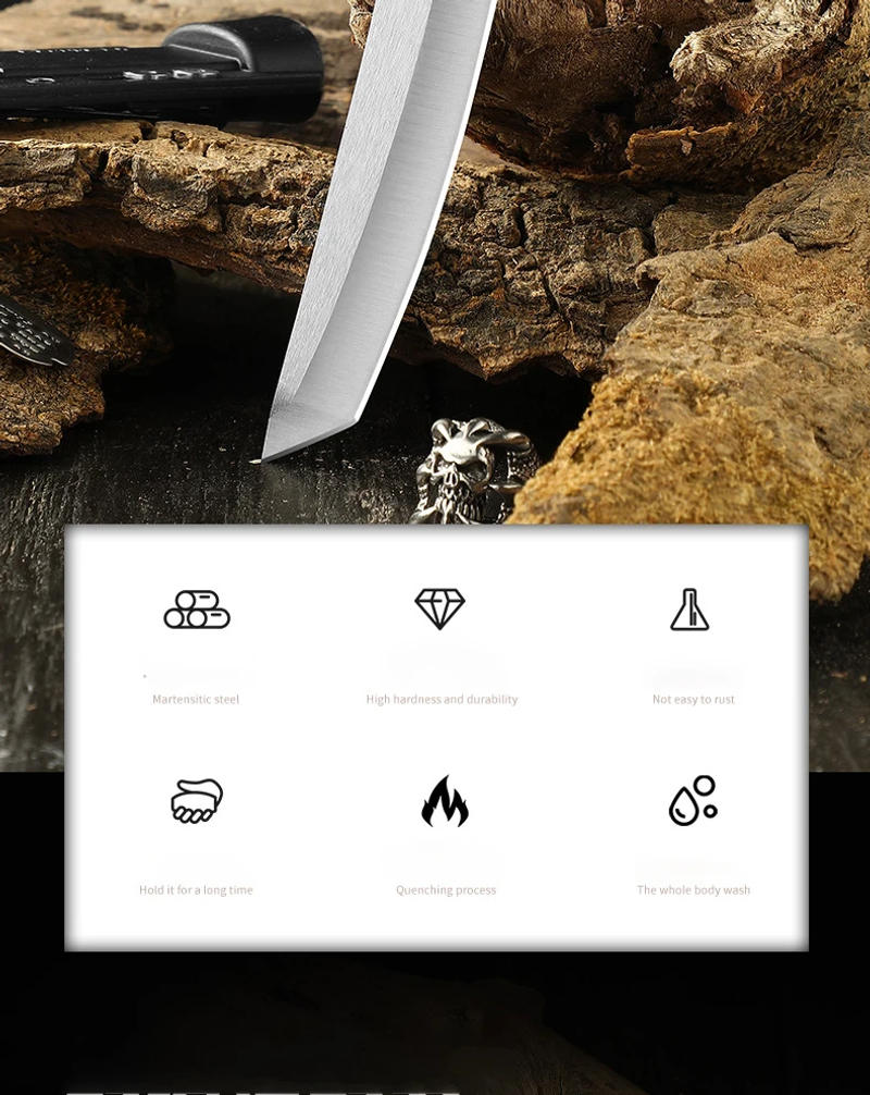 Description Picture 3 of itemBoutique Outdoor Japanese Knife Portable Camping Tactics Portable Fruit Knife Outdoor Portable Meat Knife