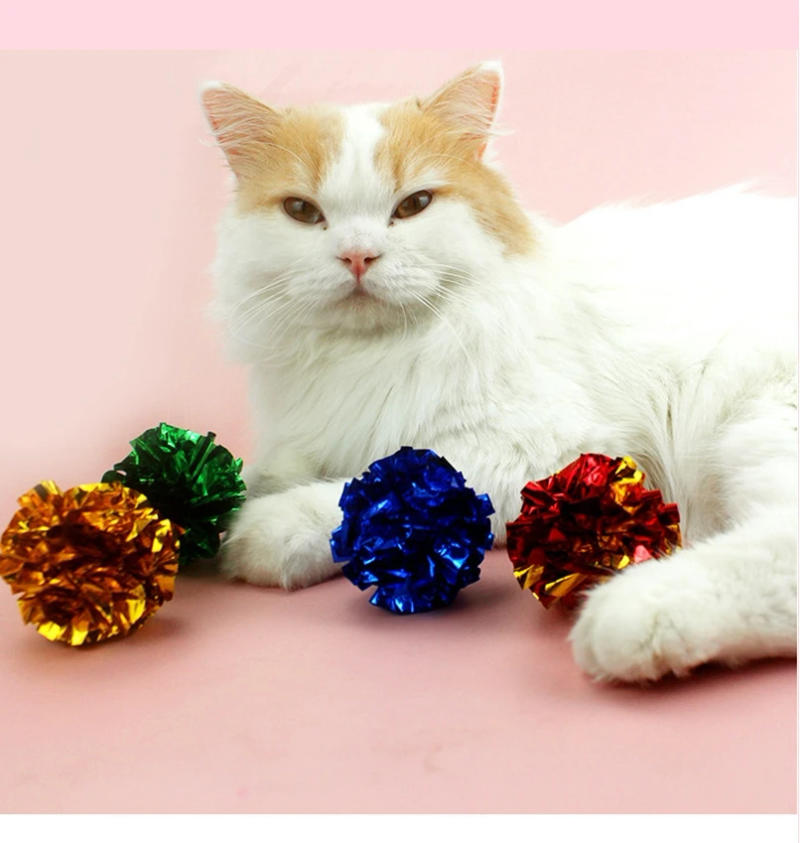Description Picture 5 of itemRinging Paper Colorful Ball Cat Toy Tin Soundmaking Festival Decoration Playing Interactive Products Supplies Color Random