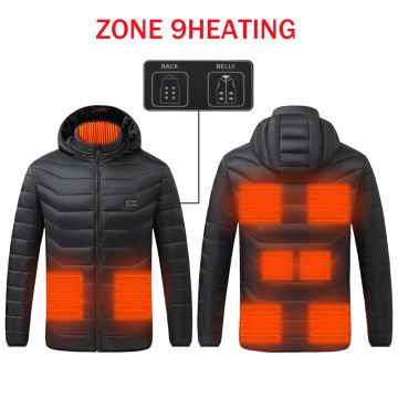 Heated Jacket, USB Intelligent Dual Control Switch 9-21 Zone Heated Jacket, Men's Women's Warm Cotton Jacket with Removable Hood