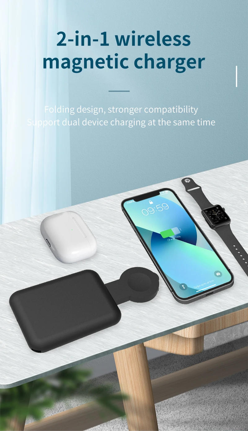 Description Picture 3 of item2 in 1 30W Wireless Charger Stand Pad For iPhone 14 13 12 Pro Max Samsung iWatch Airpods Foldable  Fast Charging Dock Station