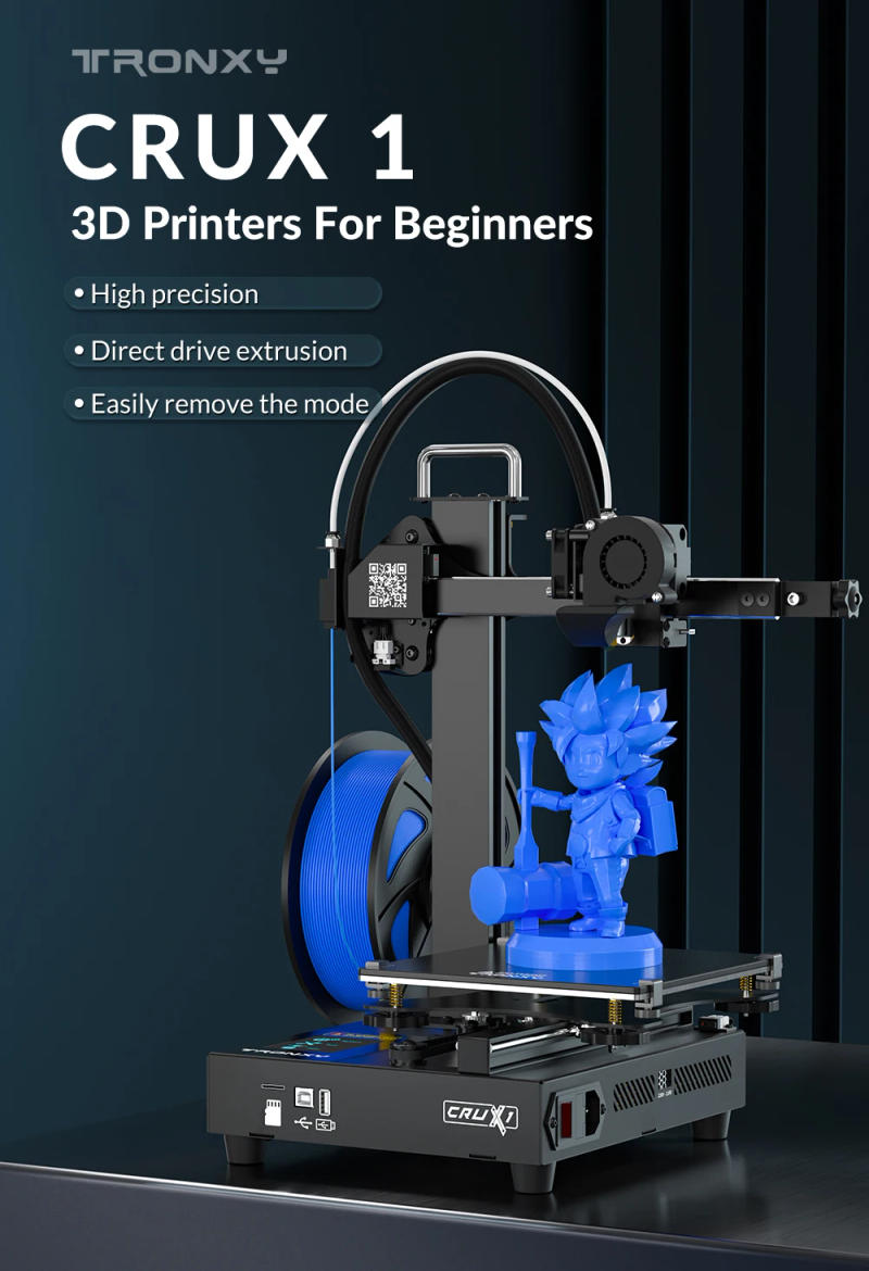 Description Picture 2 of itemTronxy CRUX1 High Quality 3D Printer Direct Drive Extruder OSG15 Guide Rail Lattice Glass PEI Plate 180x180mm 1 KG PLA Filament