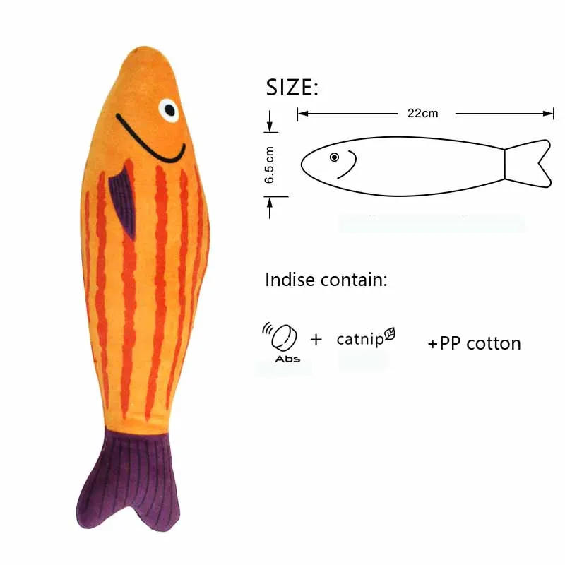 Description Picture 3 of itemCat Toy Simulation Fish Catnip Seafood Fish Self-healing, molar, bite-resistant, funny cat artifact Plush Pillow Cat Self-Happy
