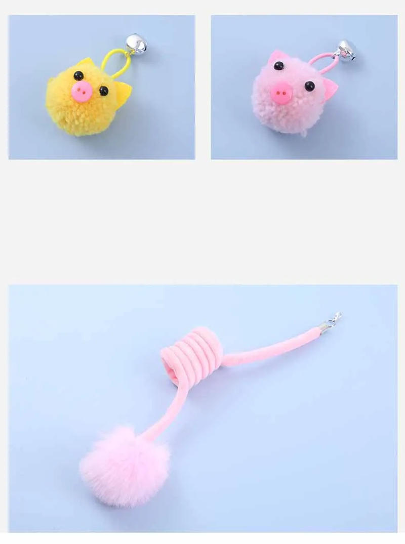 Description Picture 5 of itemCat Toy Replacement Head Rabbit Pig Cute Shape Colorful Plush with Bell DIY Cat Teaser Kitten Playing Interactive Toys Supplies