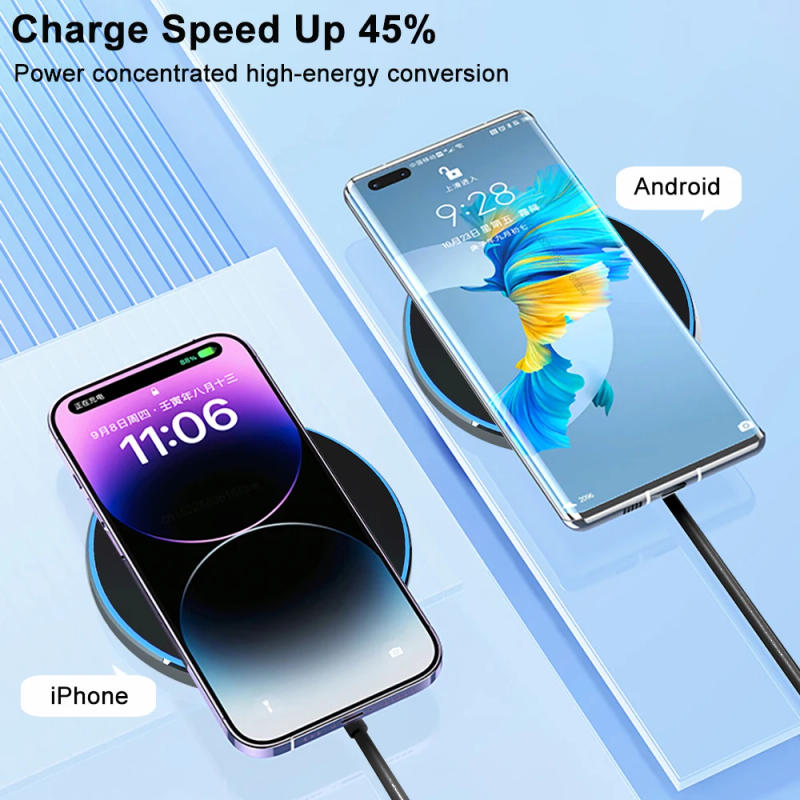 Description Picture 5 of itemWireless Charger For iPhone 14 13 12 11 Pro Max Induction Fast Wireless Charging Pad For Samsung Xiaomi Huawei Charging Station
