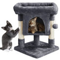 2-Level Cat Tree Condo Tower with Plush Perch, Dark Gray  Cat Tower  Scratcher for Cats  Cat Climbing Tree