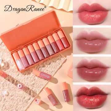 New Mirror Waterlight Lip Gloss Cute Set Waterproof Non-stick Cup Lip Glaze Tint Dyeing Liquid Moisturizing Lipsticks 10 Colors